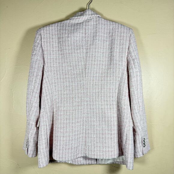 Zara Light Pink Tweed Textured Double Breasted Blazer sz XL - Picture 9 of 10